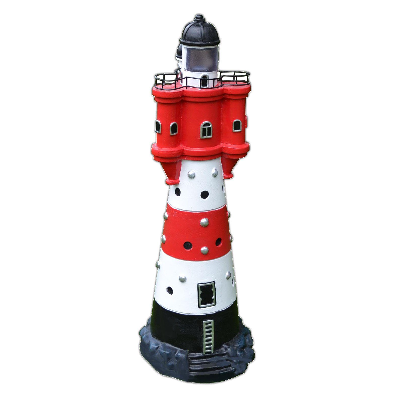 HAC24 LED Solarleuchte XL Solar Leuchtturm Rot Weiß Solarbeleuchtung Gartendekoration, LED fest integriert, 50 cm