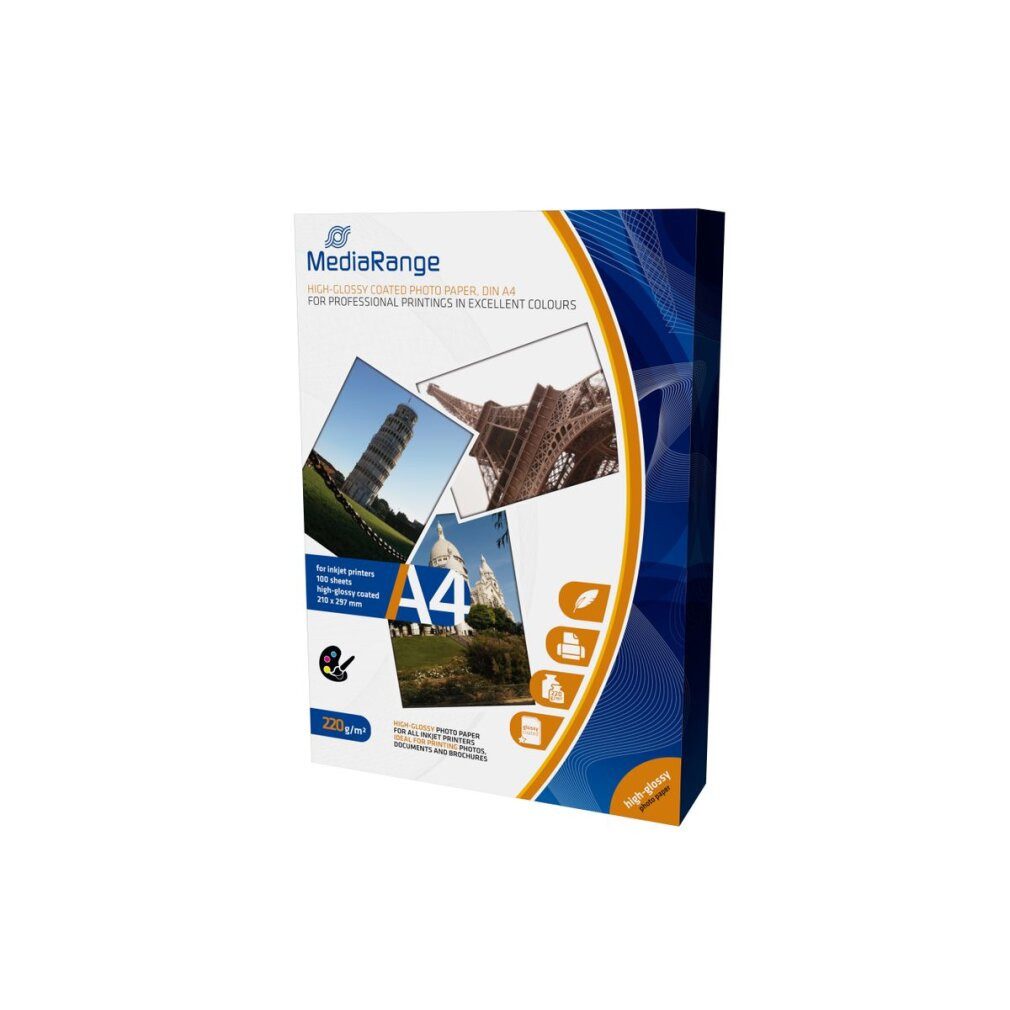 Mediarange Fotopapier Fotopapier MRINK103 DIN A4 hochglänzend 220 g/qm 100 Blatt