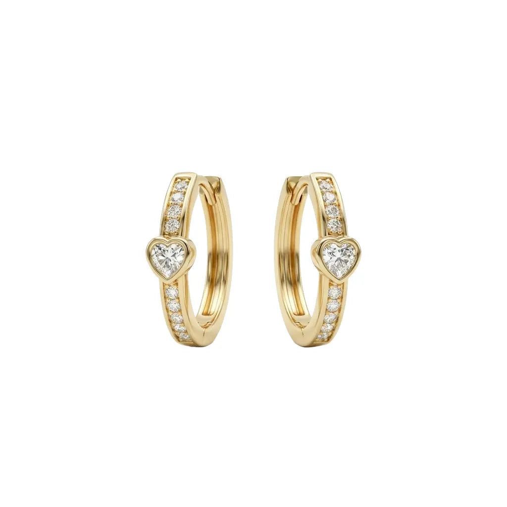 Suzan Gold Creolen-Set 375 Echtgold Heartline Spark Herz Zirkonia