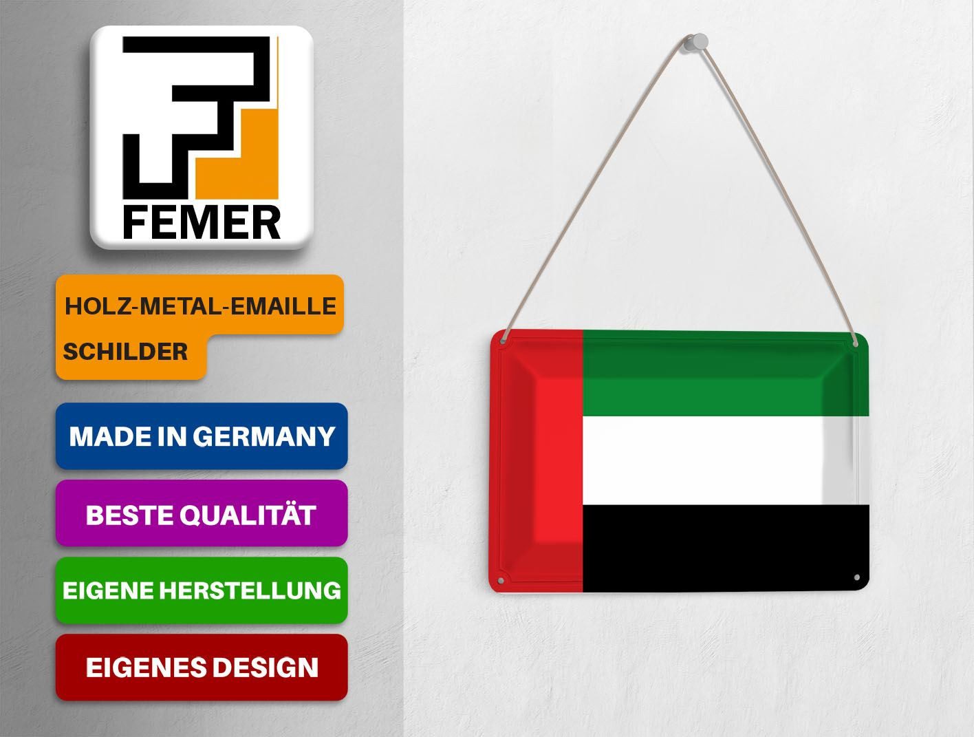 Femer GmbH Postkarte Flagge Vereinigten Arabischen Emirate 14x10 cm, unfrankiert