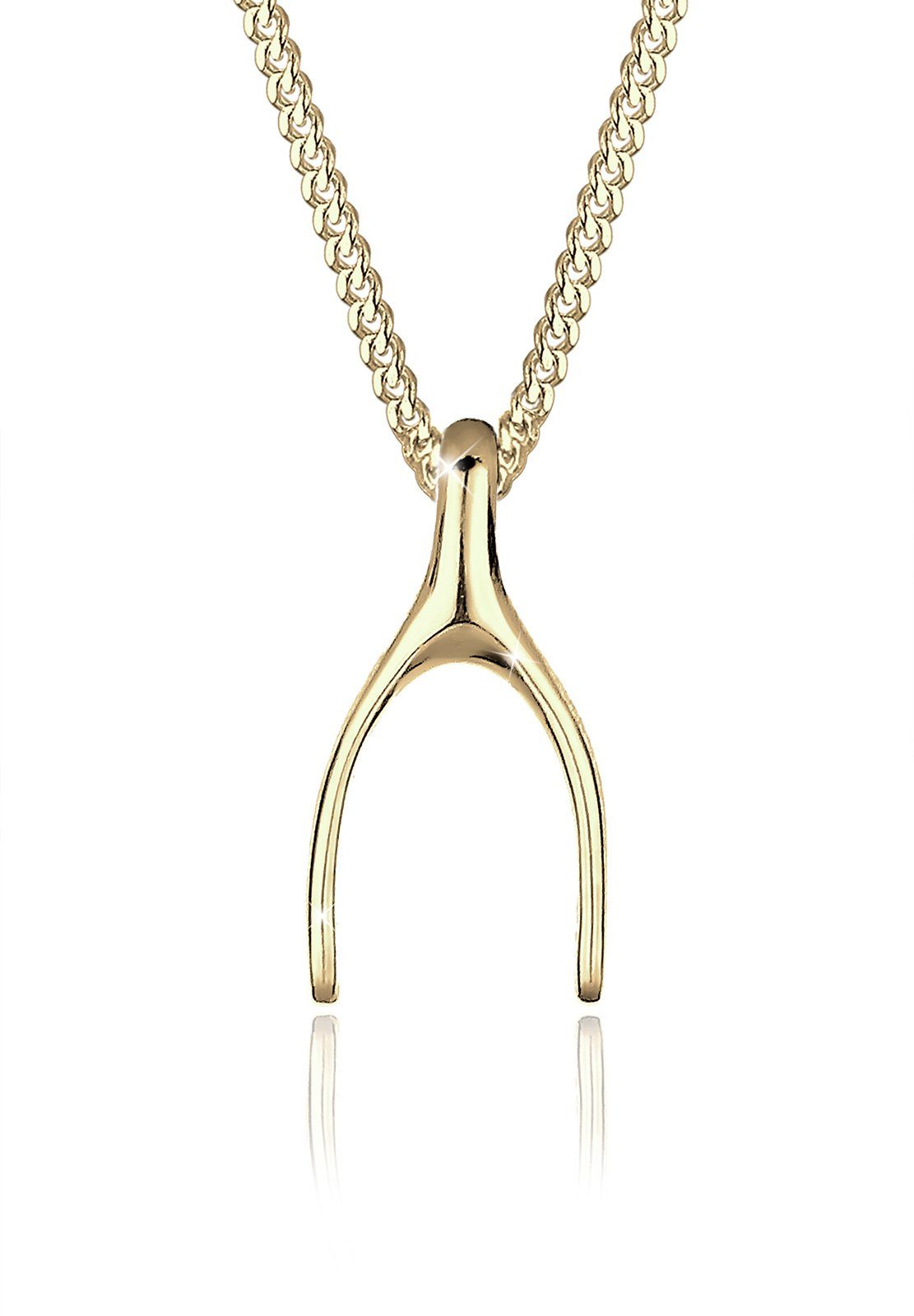 Elli Premium Kette mit Anhänger Wünschelrute 375 Gelbgold, Wünschelrute