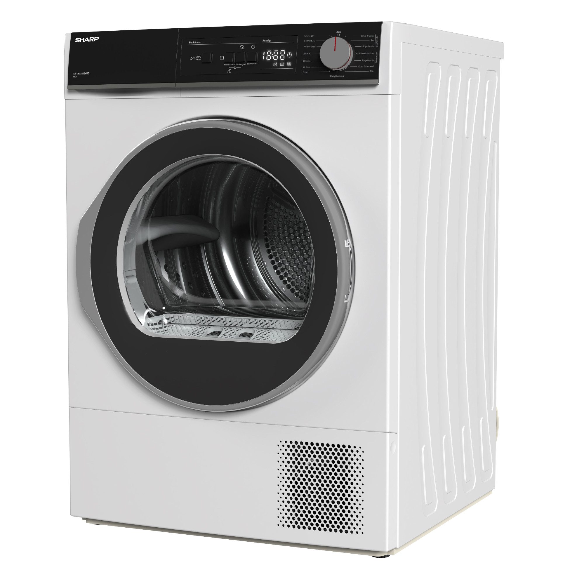 Sharp Wärmepumpentrockner KD-NHA8S6GW1D-DE, BubbleDrum, Zwei-Wege-Schleudern, WaveCabinet