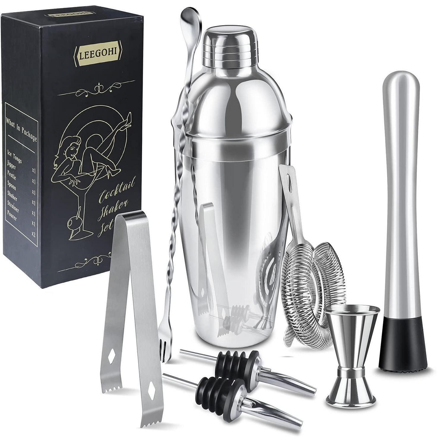 LuxusKollektion Cocktail-Set Cocktail Shaker Set 8-teilig Edelstahl 750ml