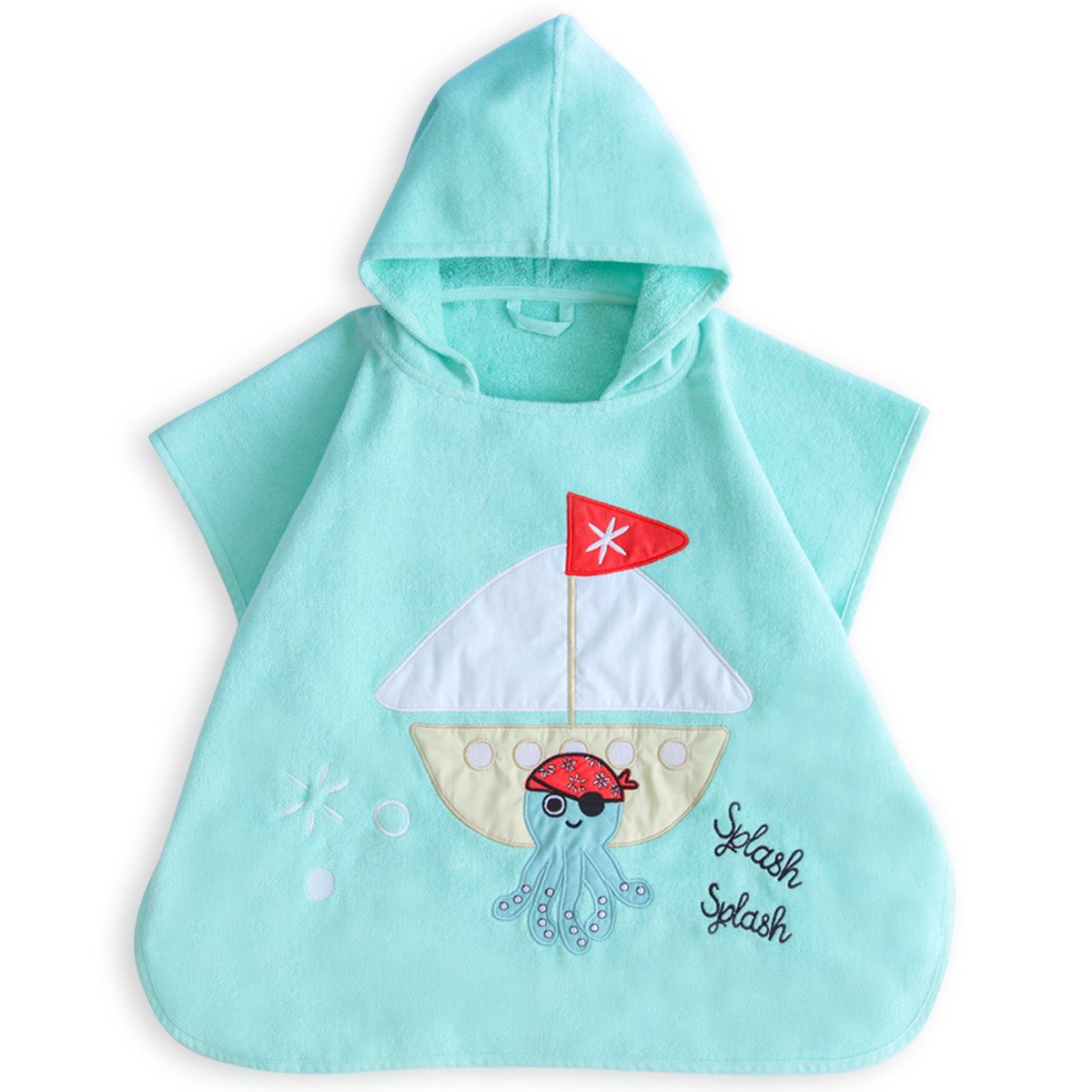 MILK&MOO Poncho Milk&Moo Sailor Octopus Badeponcho für Kinder – Türkis, weich (1-St)