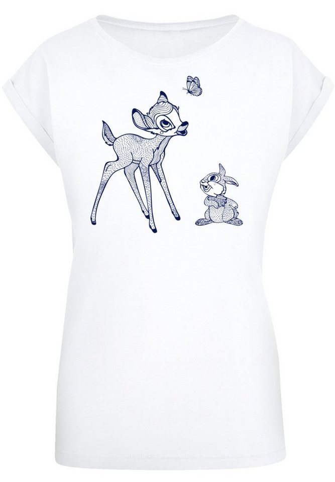 mit Schmetterling Bambi weicher Baumwollstoff Tragekomfort Disney F4NT4STIC Qualität, T-Shirt Sehr Premium hohem