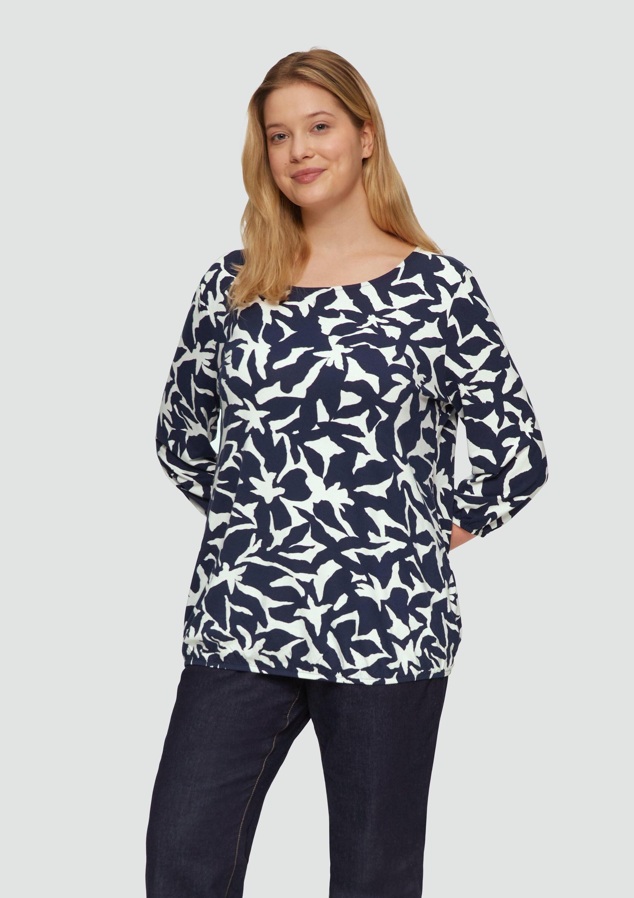 s.Oliver 3/4-Arm-Shirt T-Shirt Shirt mit All-over-Print aus Viskosestretch günstig online kaufen