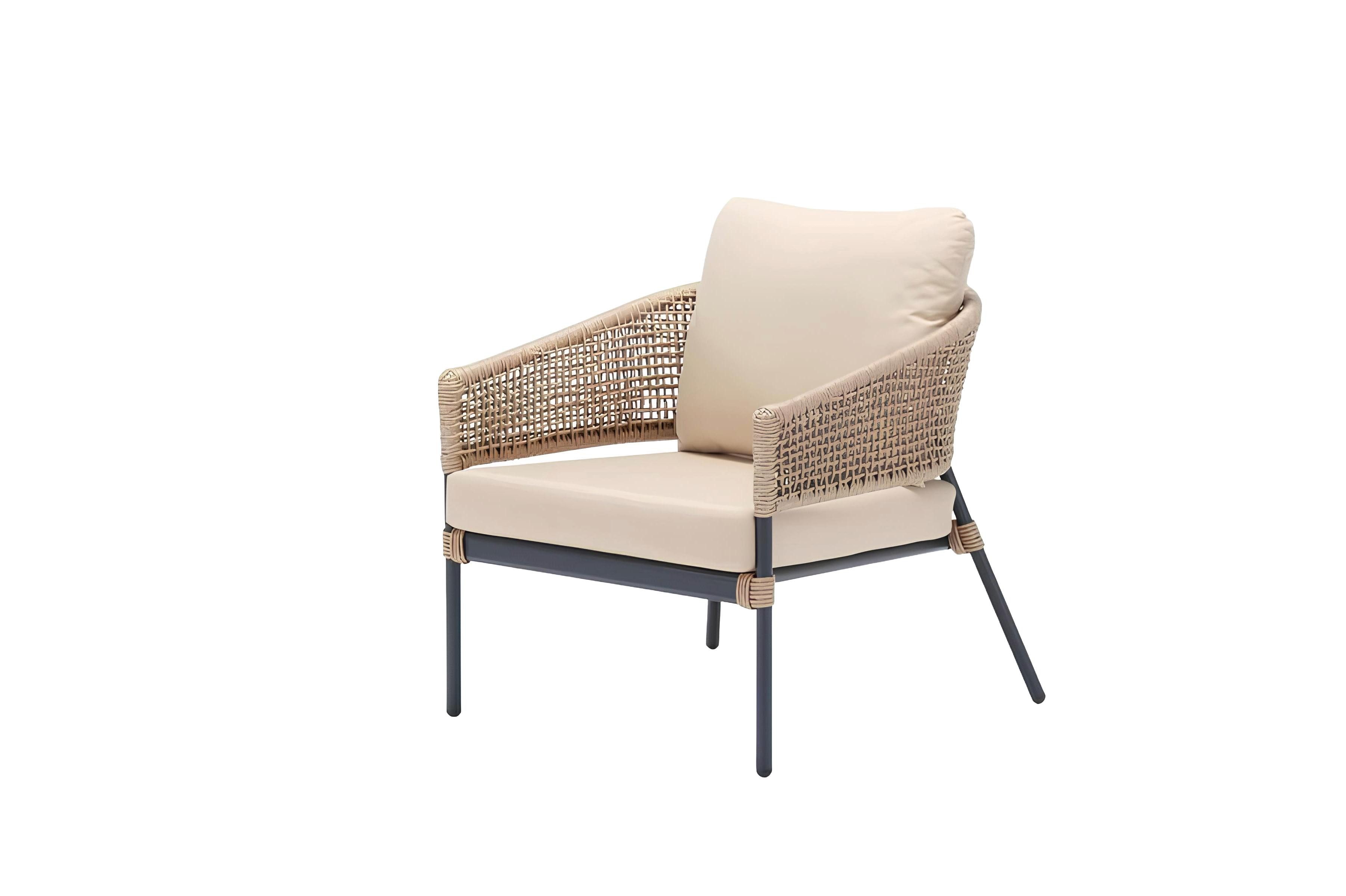 Xlmoebel Sessel Beiger Rattan-Sessel für moderne Terrassengestaltung (Sessel), Hergestellt in Europa