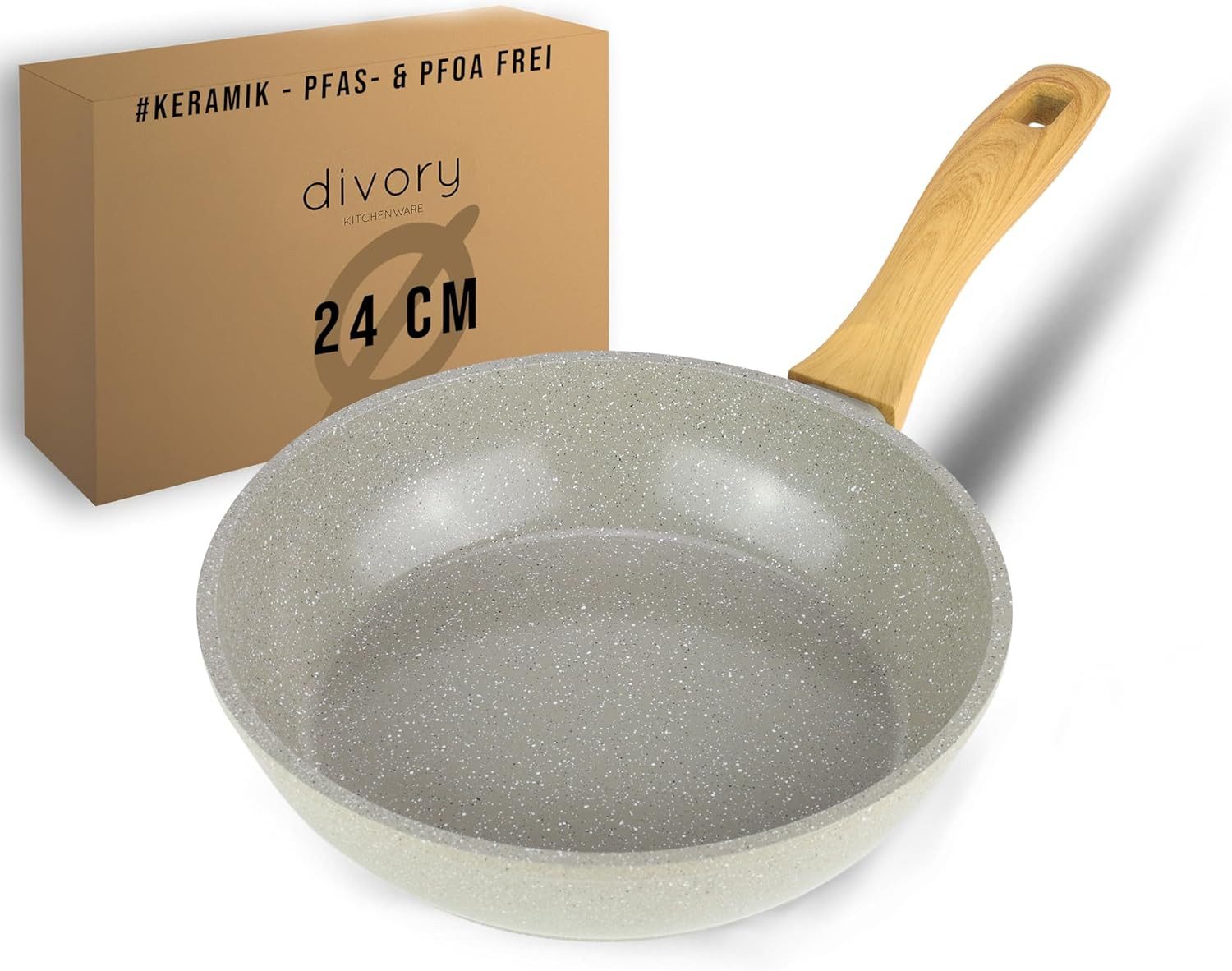 divory Bratpfanne Antihaft Beschichtete Universalpfanne für alle Herdarten, Aluminium (Sichere Griffe, Spülmaschinen geeignet)