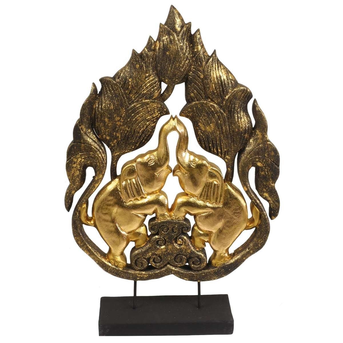 Oriental Galerie Dekofigur Skulptur Elefantenpaar Gold Schwarz (1 St), traditionelle Herstellung in Handarbeit im Ursprungsland