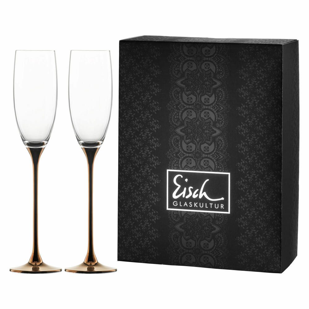 Eisch Germany Sektglas 2er Set Kupfer Champagner Exklusiv, 2-tlg., Kristallglas