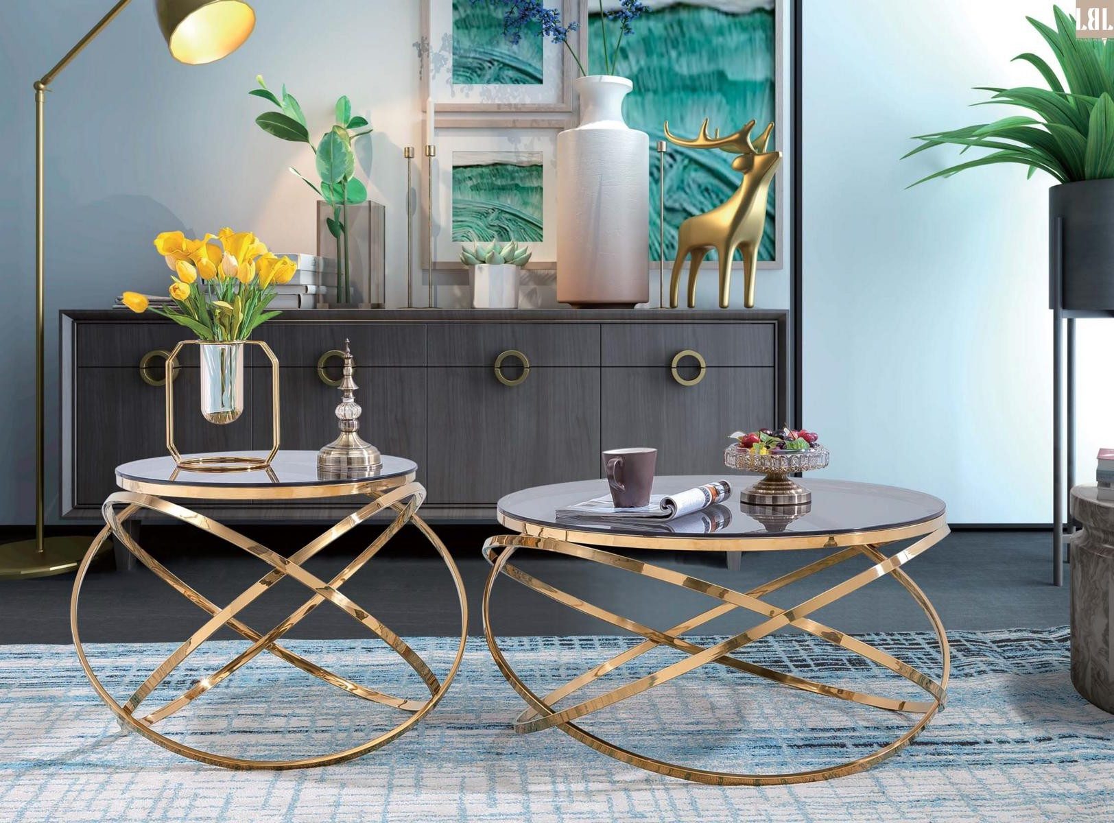 Xlmoebel Beistelltisch Runder Couch Tisch aus Metall und Glas im Designer-Look, Made in Europa