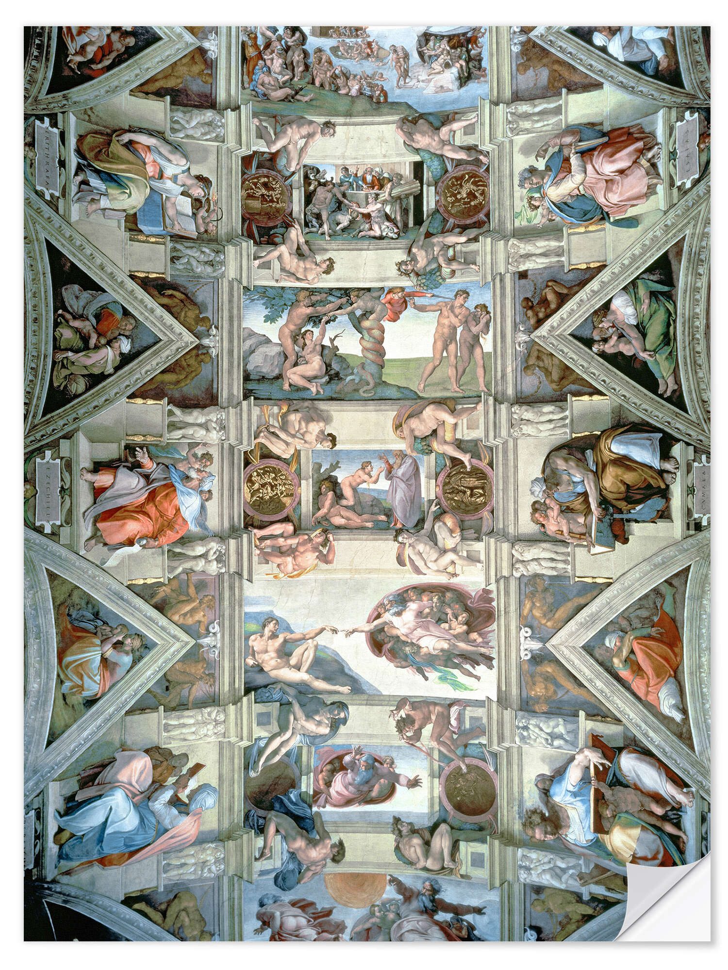 Posterlounge Wandfolie Michelangelo, Sixtinische Kapelle – Decke und Lünetten, Malerei