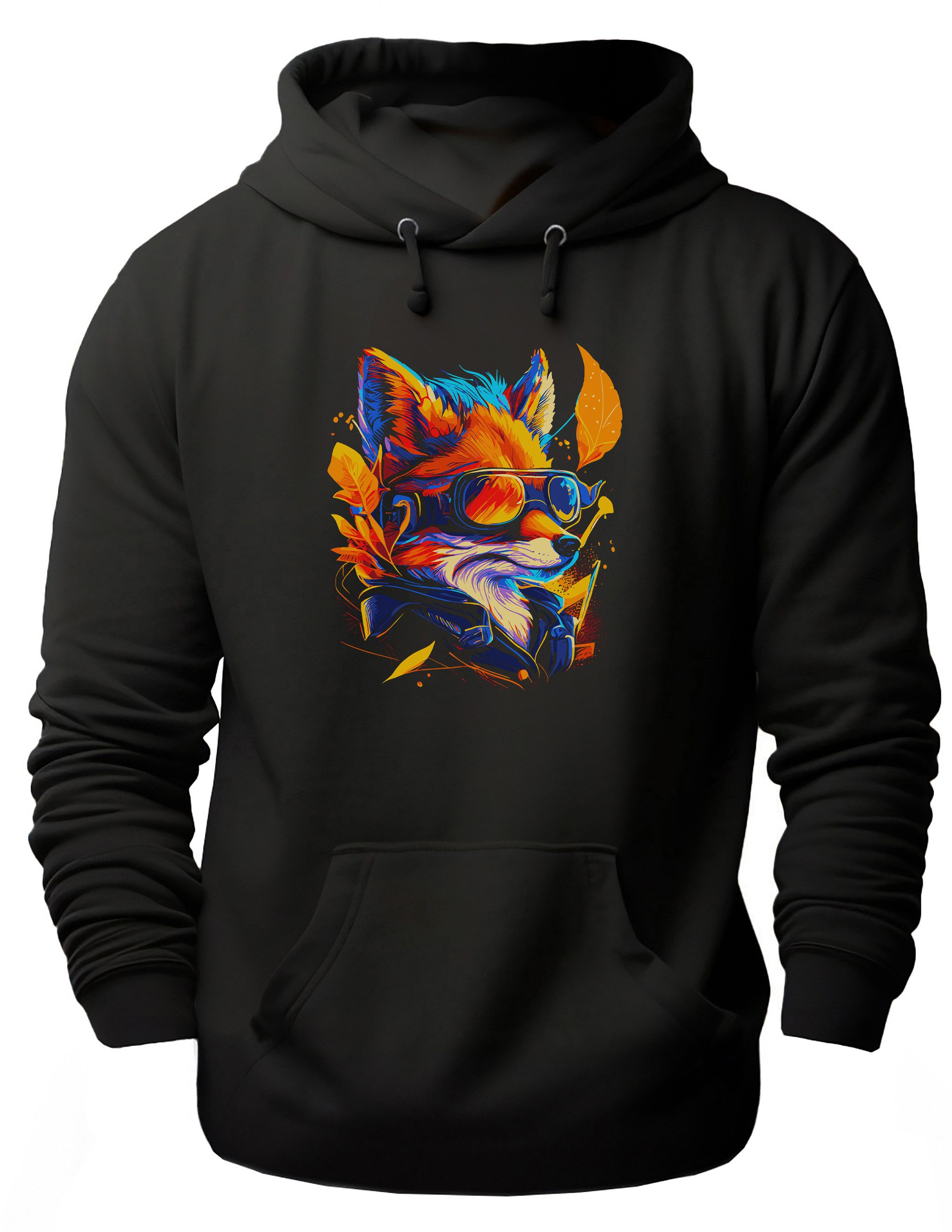 MyDesign24 Hoodie Streetart Kapuzen Pullover - Fuchs Kapuzensweater - moderner Hoodie i636