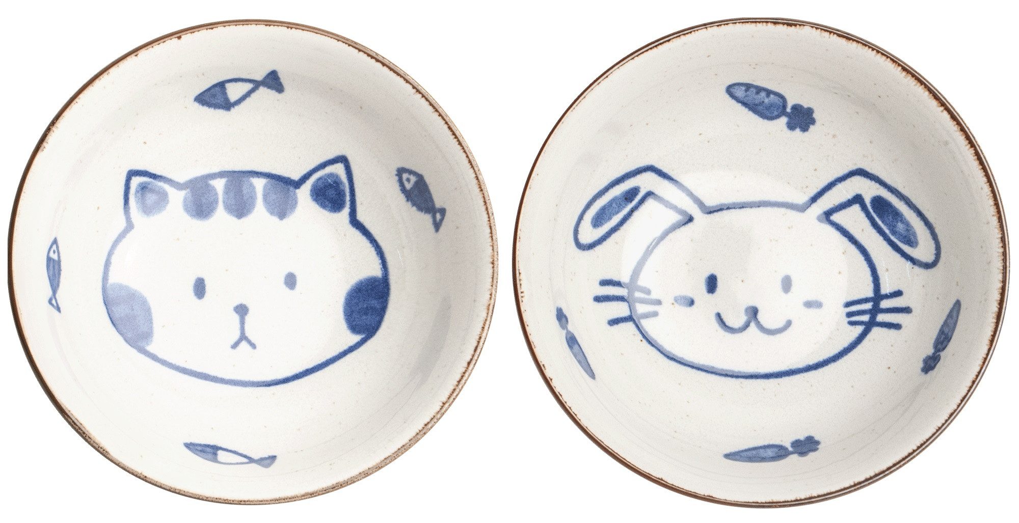 WestCraft Suppenschale Kawaii Bowl Japan - Ramen Porzellan-Schalen 20 cm - Neko to Usagi, Porzellan, Hochwertig, asiatische Reis-, Nudel-, Tapas-, Udon-, Müsli-Schüssel