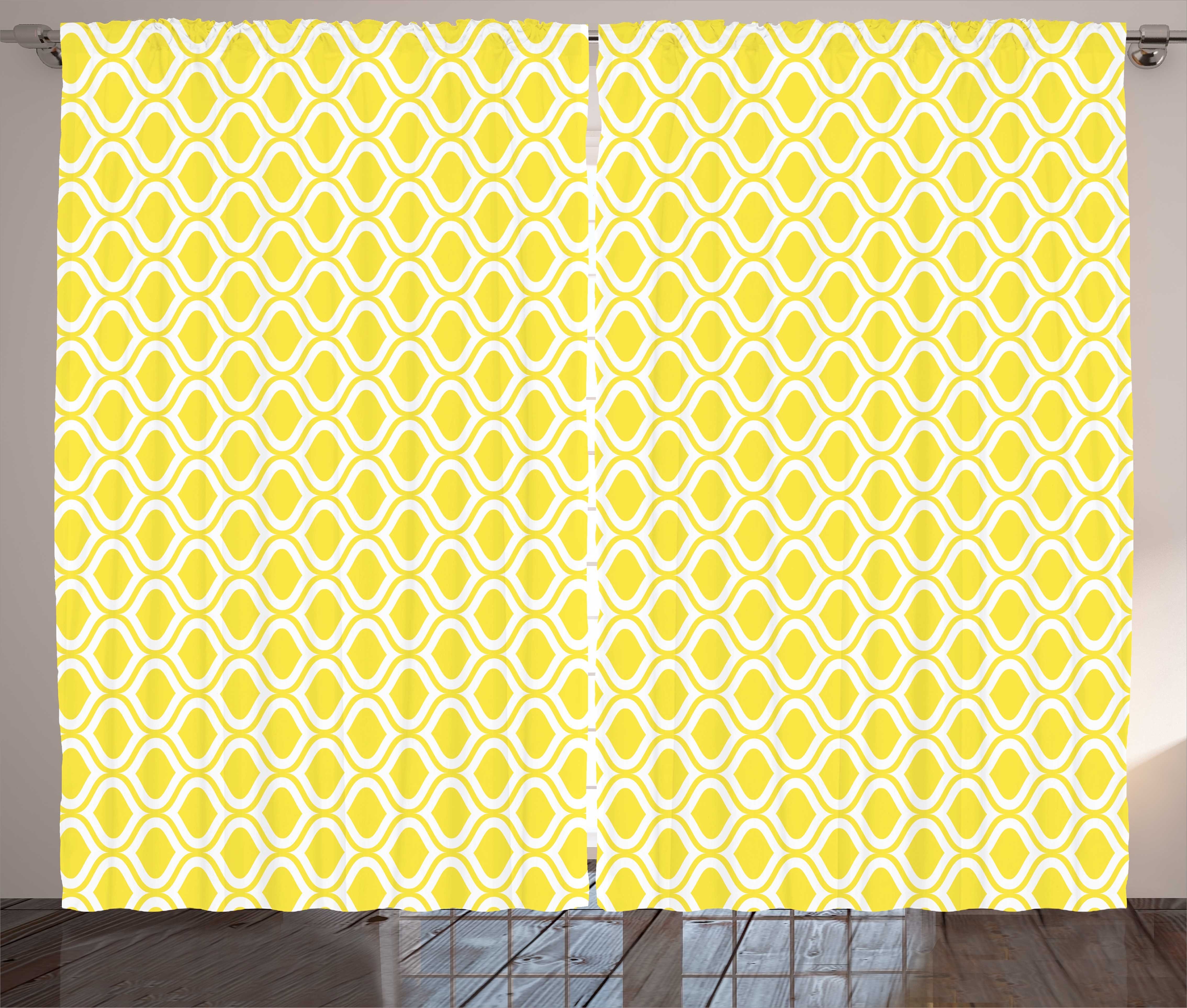 Zitrone Vorhang Haken, Abstrakte Kunst Schlafzimmer und Zitronen mit Kräuselband Motive Schlaufen Gardine Abakuhaus,