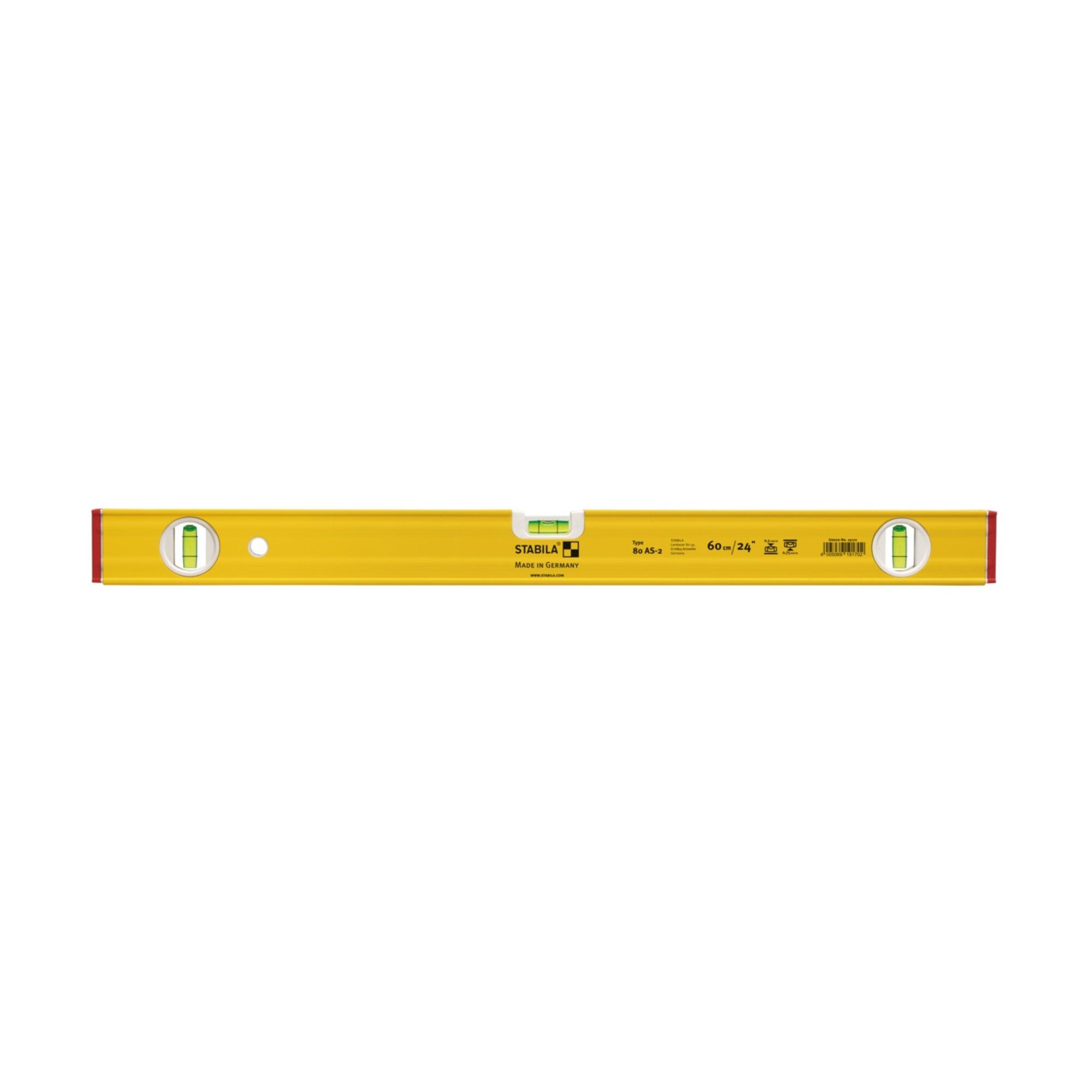 Stabila Wasserwaage STABILA Wasserwaage 80 AS-2 100cm Alu.gelb ± 0,5 mm/m