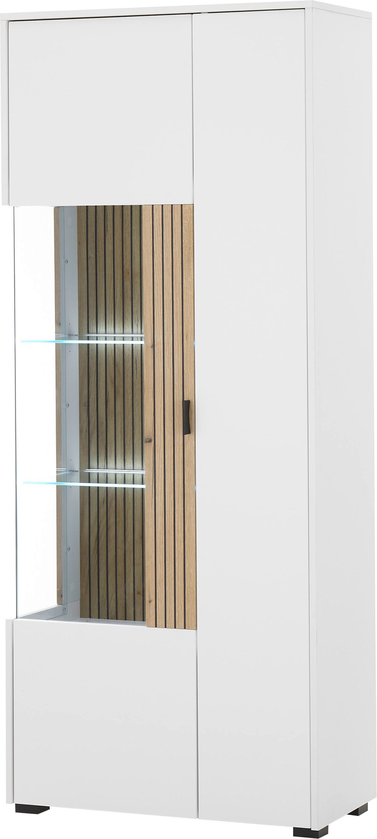 INOSIGN Vitrine Hudson, Stauraumvitrine in moderner Trendfarbe, Griffe aus Metall (Schwarz), Höhe 180 cm