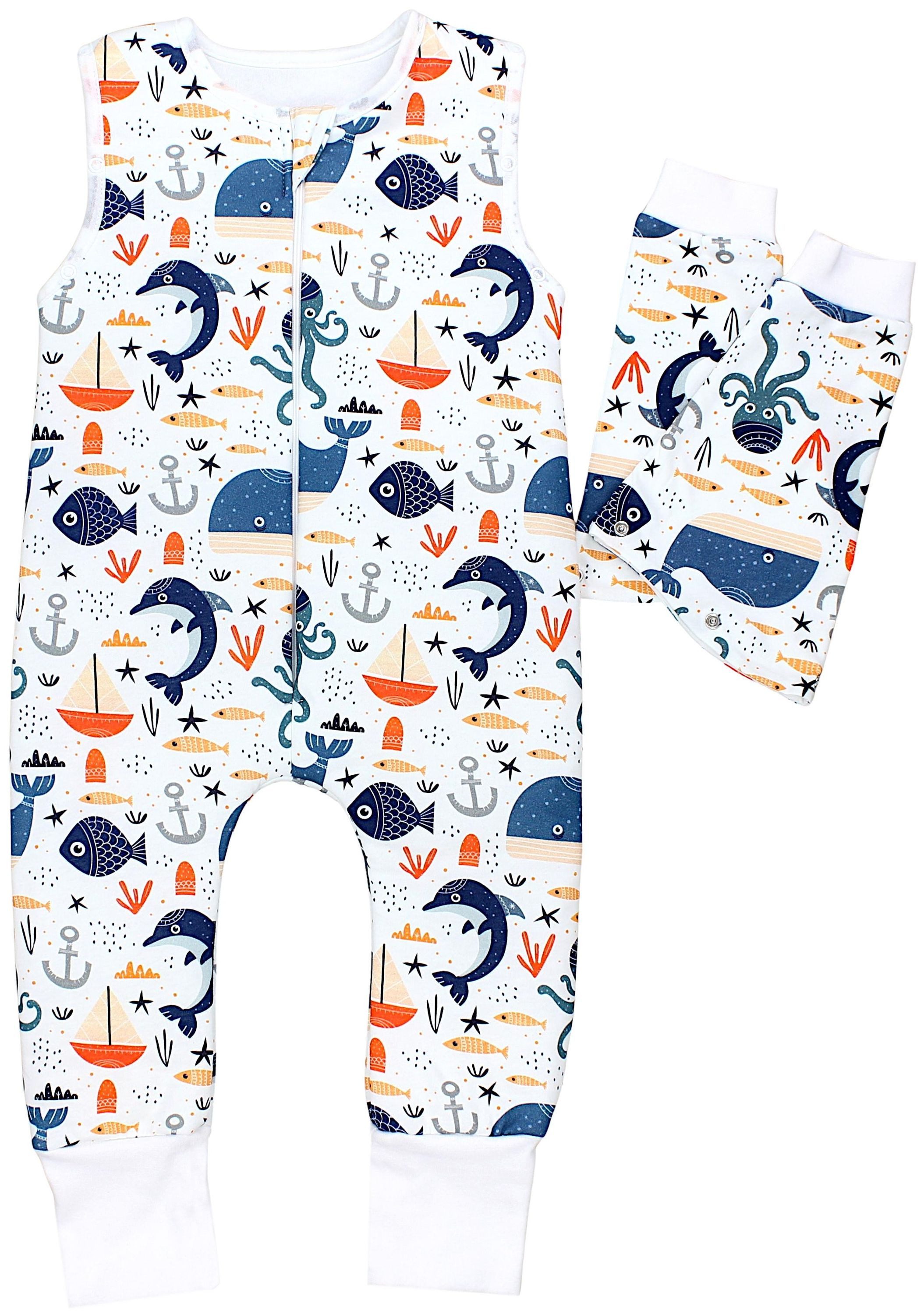 TupTam Babyschlafsack 2.5 TOG Schlafsack BIO-Baumwolle mit Beinen und Ärmeln Herbst Winter