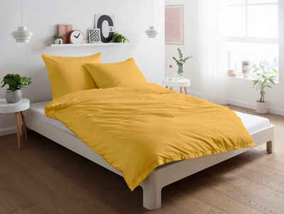 Bettwäsche Mako Satin Bettwäsche Uni Bettwäsche unifarben Satinbettwäsche Set, Carpe Sonno, Mako-Satin, 2 teilig, Mako Satin Bettwäsche 135x200 goldene Bettwäsche Gold