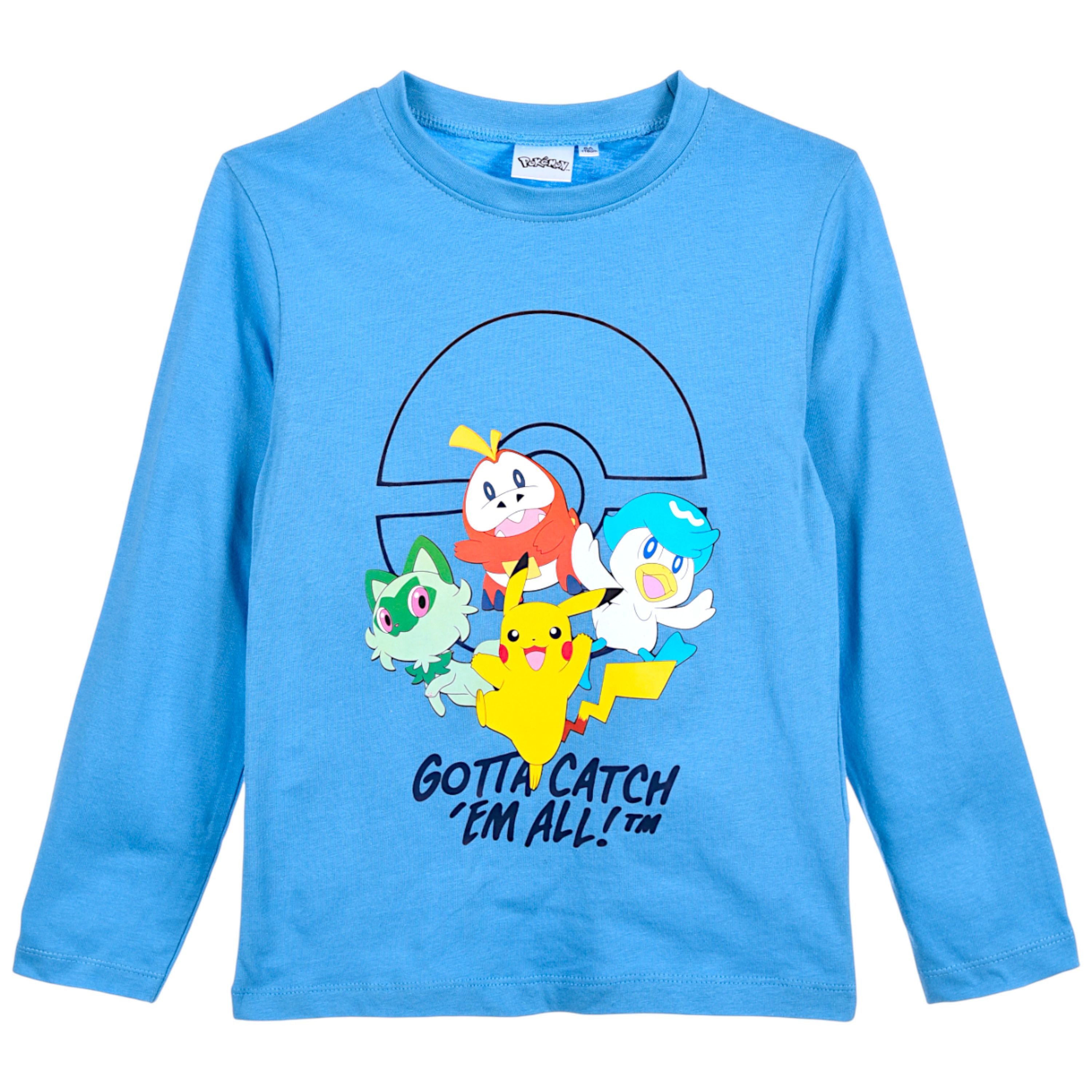 POKÉMON Langarmshirt Pikachu, Glumanda, Schiggy und Bisasam Jungen Shirt aus Baumwolle Gr. 104 - 152 cm