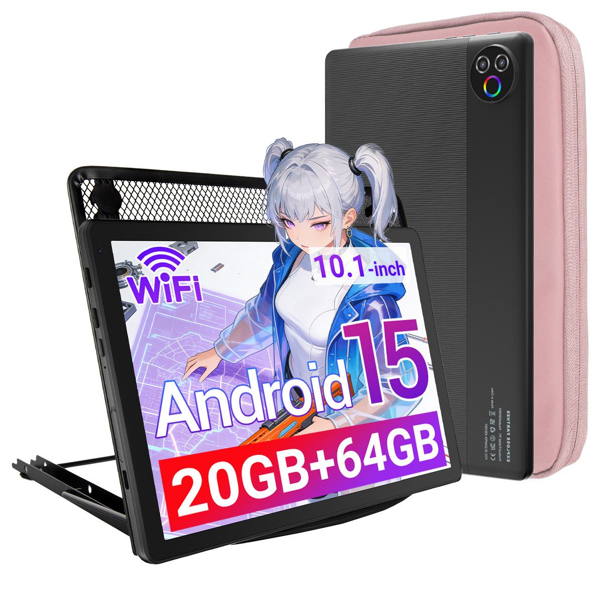 BUFO 10 Zoll 20 (3+17) GB RAM 64 GB ROM 1 TB Erweiterbar WiFi 6 Android 15 Tablet (10", 64 GB, Android 15, Dual-band (5GHz/2.4GHz) Wi-Fi, 5-Kern-Prozessor, 1280x800 HD IPS, Dual-Kamera)