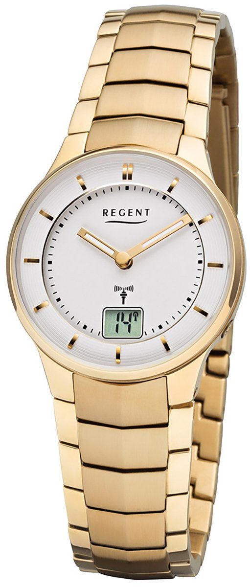 Regent Funkuhr Regent Damen Uhr FR-263 Metall Funkwerk, (Funkuhr), Damen Funkuhr rund, klein (ca. 30mm), Metallarmband