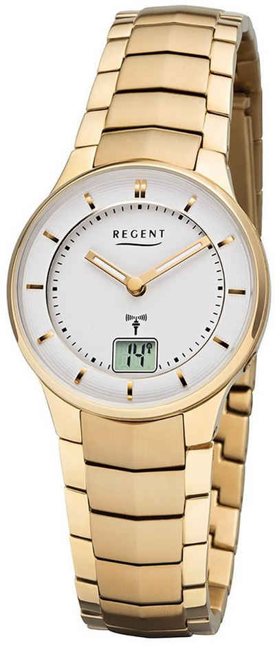 Regent Funkuhr Regent Damen Uhr FR-263 Metall Funkwerk, Damen Funkuhr rund, klein (ca. 30mm), Metallarmband