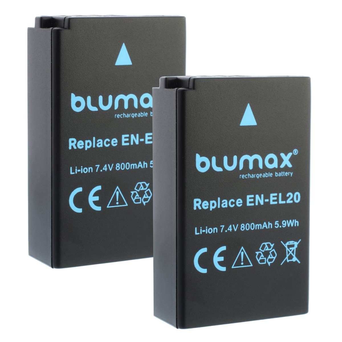 Blumax 2x EN-EL20,1 J1, 1 J2, 1 J3, 1 S1, 800 mAh Kamera-Akku
