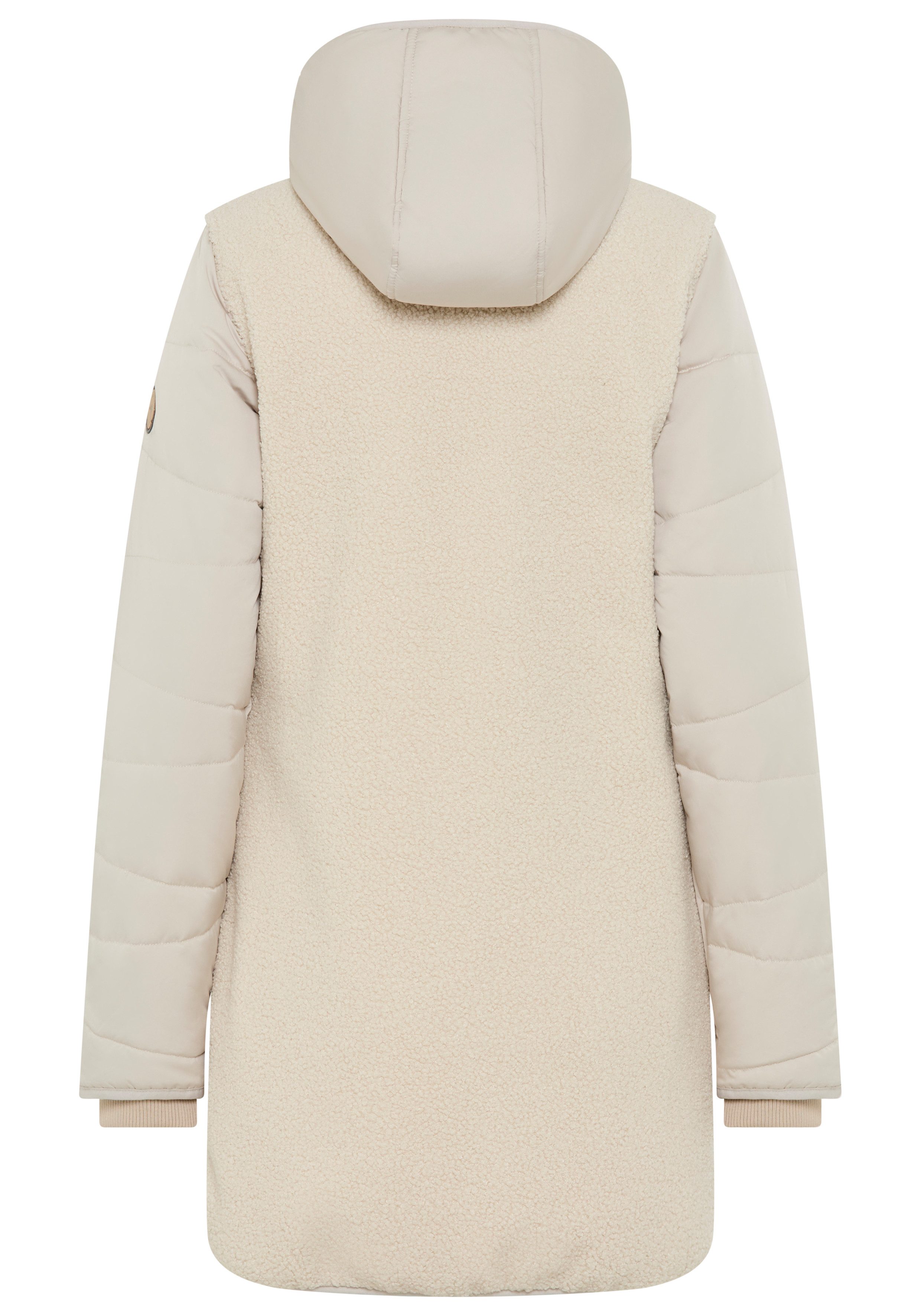 KangaROOS Hybridjacke Übergangsjacke aus Teddy-Fleece mit gesteppten Ärmeln und Kapuze