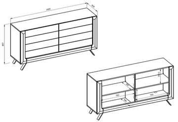 Helvetia Kommode Kleve (Kleve, 1 St., Kommode), 128x44x81cm Eiche Harbor Gold / Kashmir