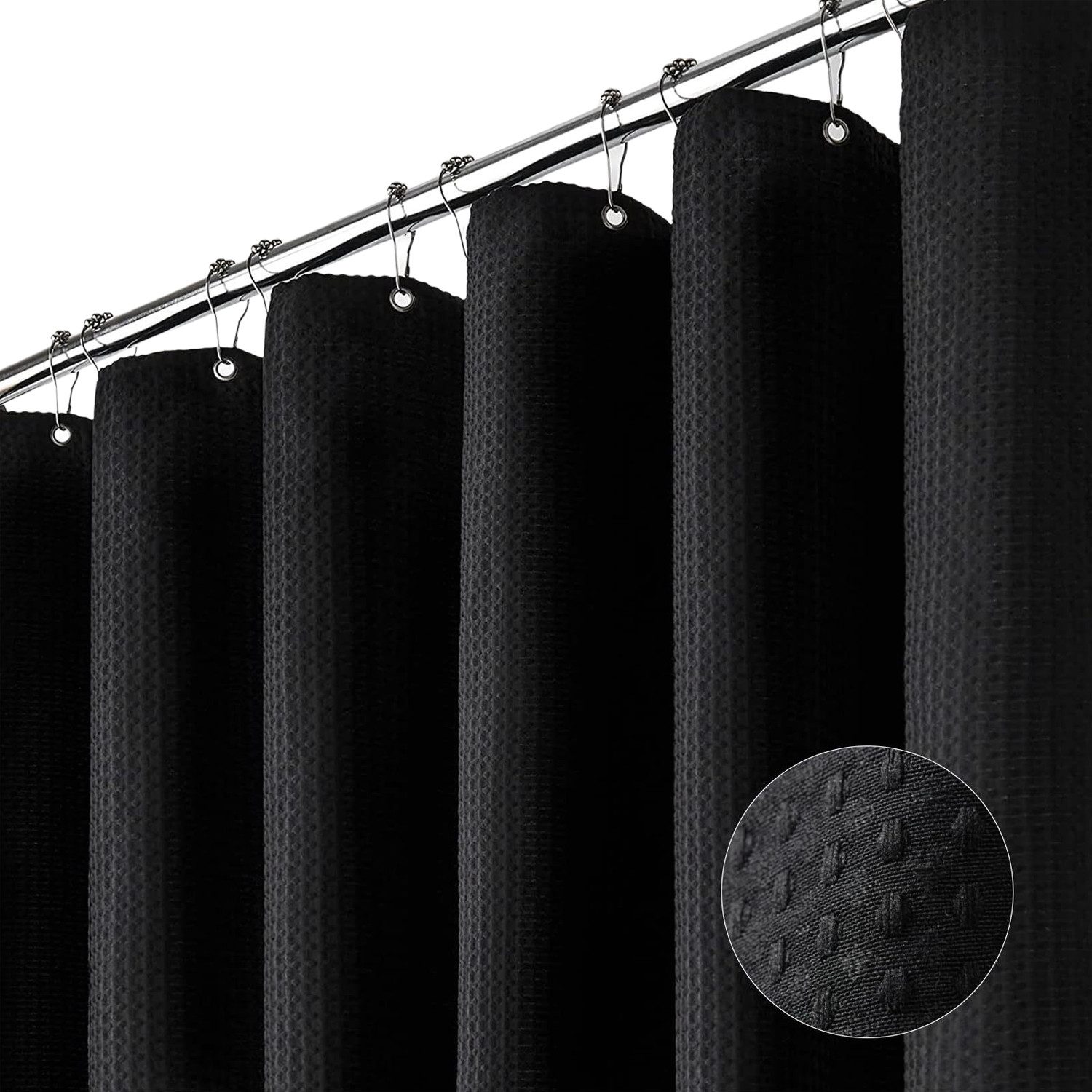 Minicloss Duschvorhang Duschvorhang aus Waffelstoff, wasserabweisend, waschbar & extra dick Breite 180 cm (1-tlg), strukturierter Stoffvorhang für Badezimmer