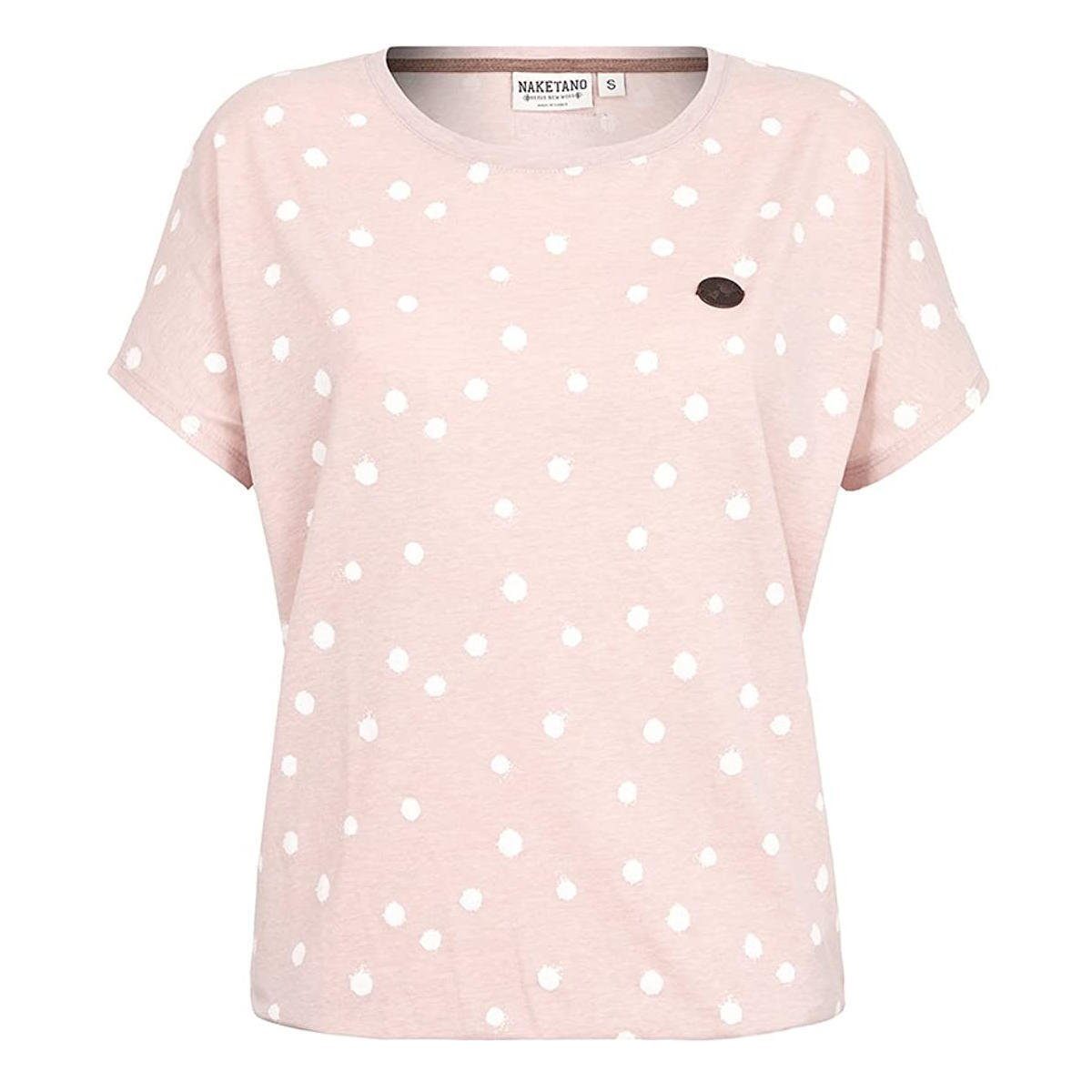 naketano T-Shirt Damen rosa Punkten weißen mit