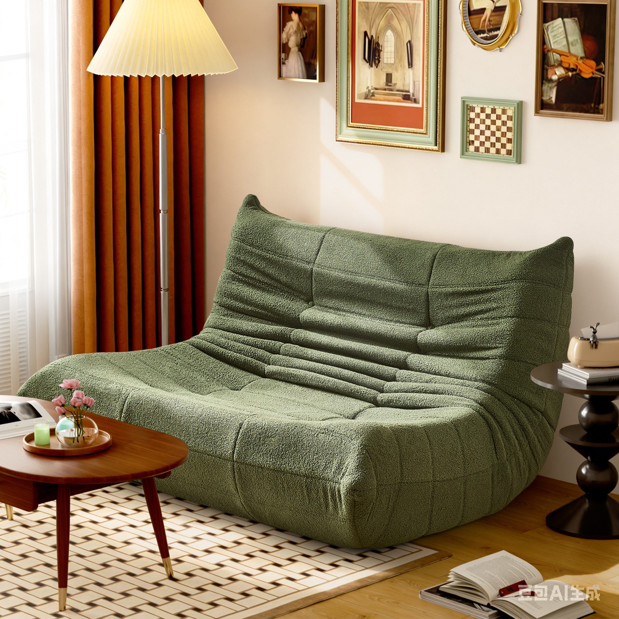 HAUSS SPOLE Sitzsack 2-Sitzer Lazy-Sofa aus Teddy-Samt, modernes Design, Wohnzimmer grün (1 St)