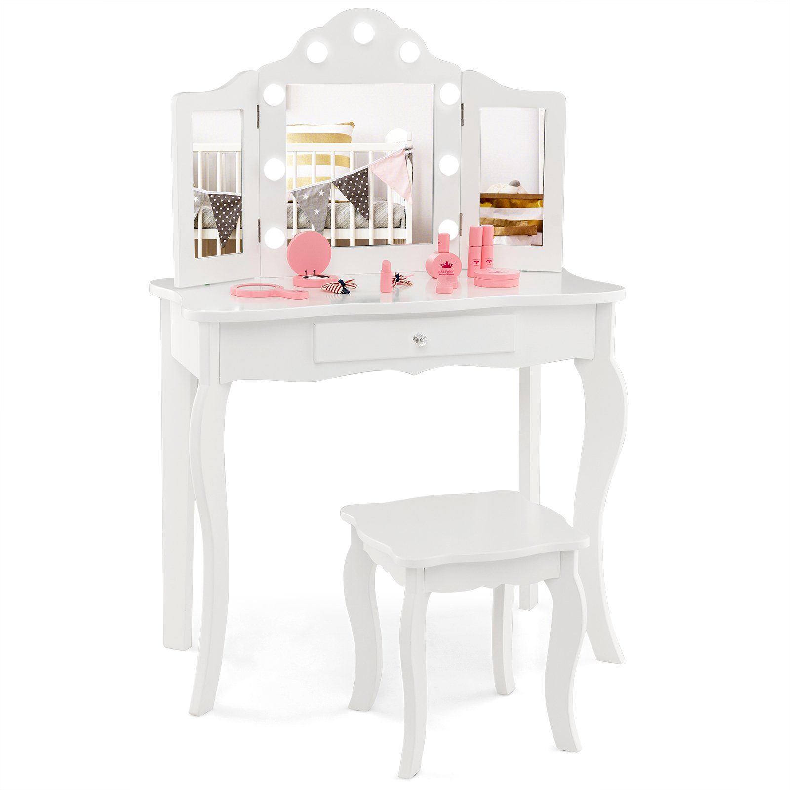 COSTWAY Schminktisch Kinder Schminktisch Set, einstellbare günstig online kaufen