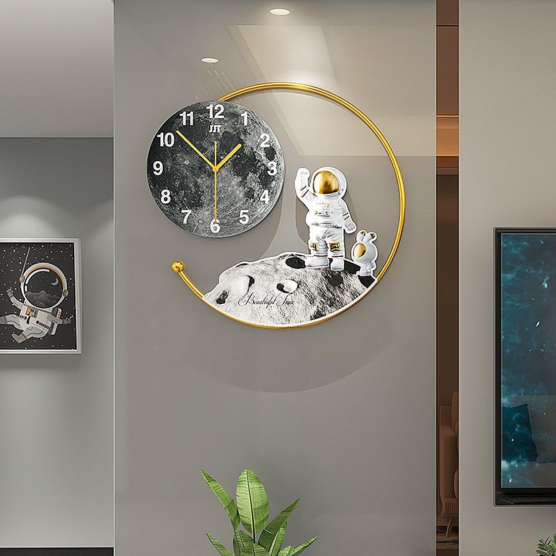 40cm DÖRÖY Astronaut Wanduhr, Uhr Wanduhr stille Wanduhr,dekorative moderne kreative