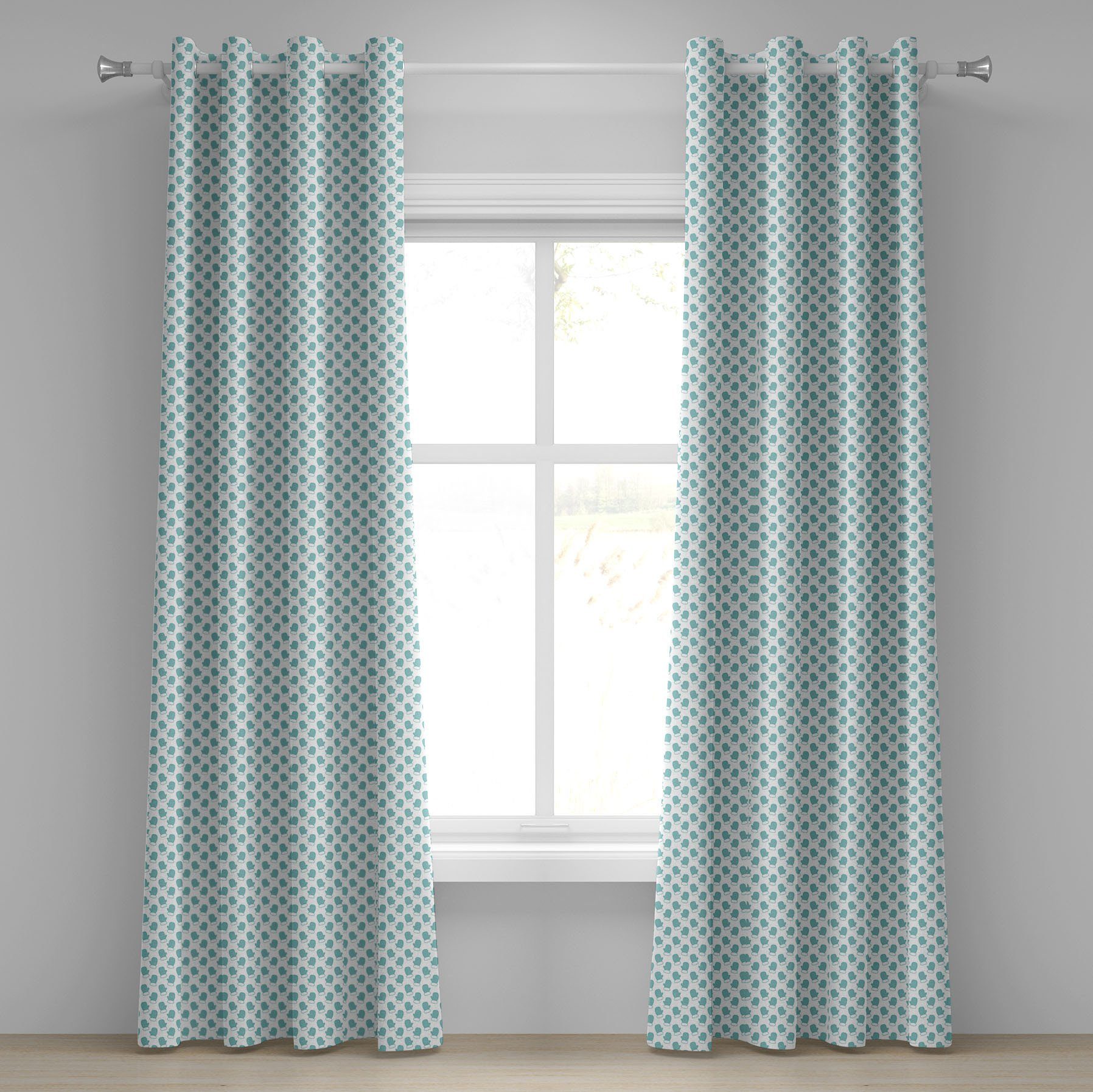 Schlafzimmer 2-Panel-Fenstervorhänge für Dekorative Gardine Türkis Wohnzimmer, Winter-Schnee-Handschuhe Abakuhaus,
