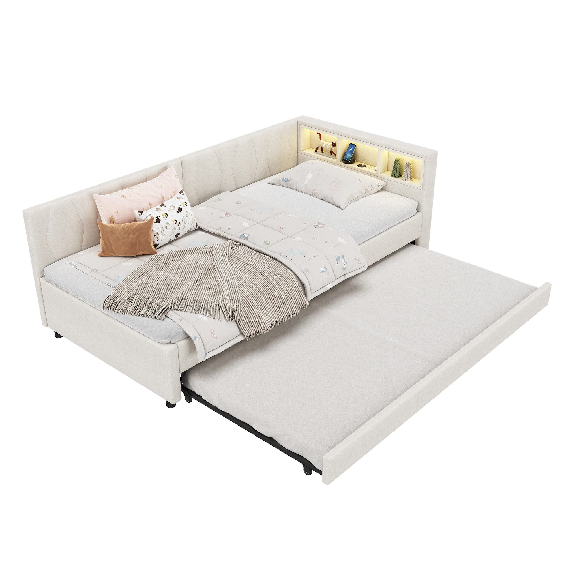 SOFTWEARY Schlafsofa mit LED-Beleuchtung und Gästebett, günstig online kaufen