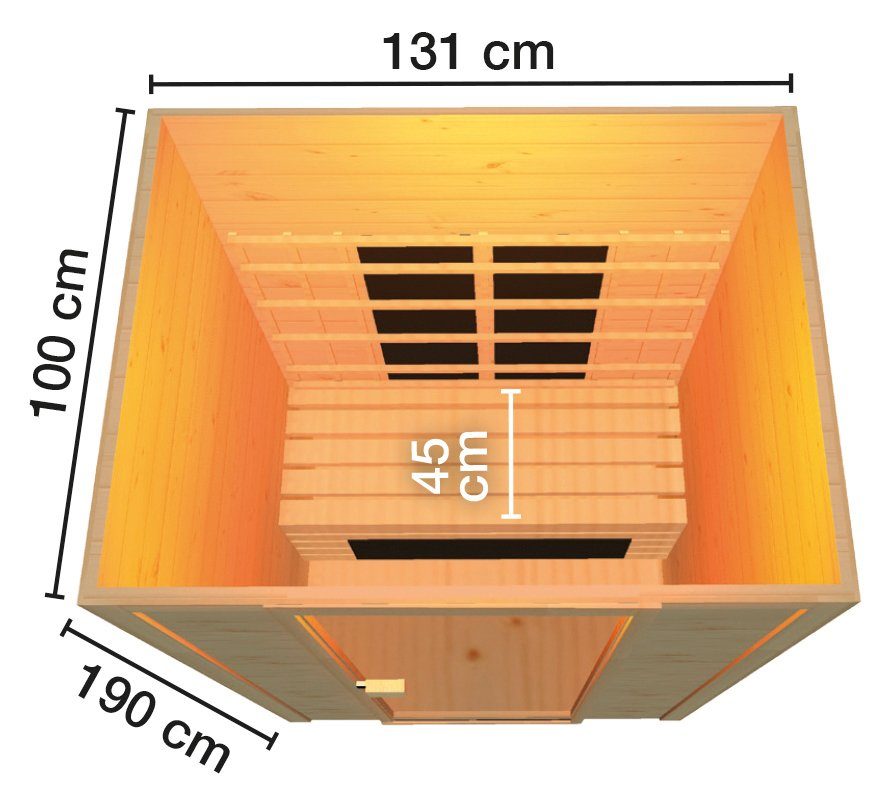 weka Infrarotkabine Provoo 2, BxTxH: 131 x 100 x 190 cm, 19 mm, 19 mm, für bis zu 2 Personen