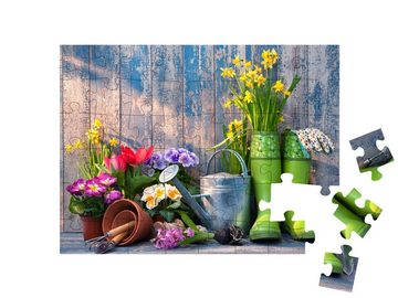 puzzleYOU Puzzle Gartengeräte und Blumen auf der Terrasse, 48 Puzzleteile, puzzleYOU-Kollektionen Garten, Jahreszeiten, Himmel & Jahreszeiten