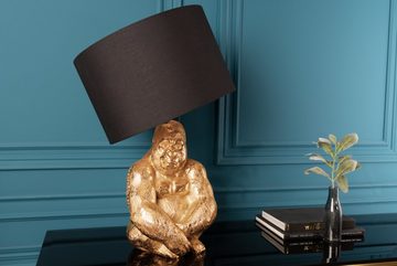 riess-ambiente Tischleuchte KONG 60cm gold / schwarz, Ein-/Ausschalter, ohne Leuchtmittel, Wohnzimmer · Metall · Stoff · Affe · Gorilla-Design · Deko · handmade