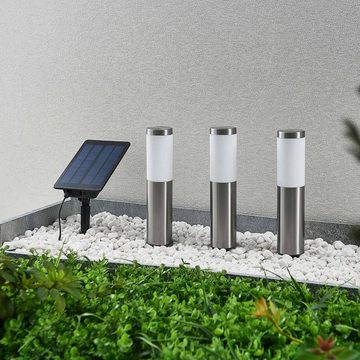 Lindby Gartenleuchte Lexiane, LED-Leuchtmittel fest verbaut, tageslicht, Modern, Edelstahl, Kunststoff, edelstahl, weiß, 3 flammig, inkl.