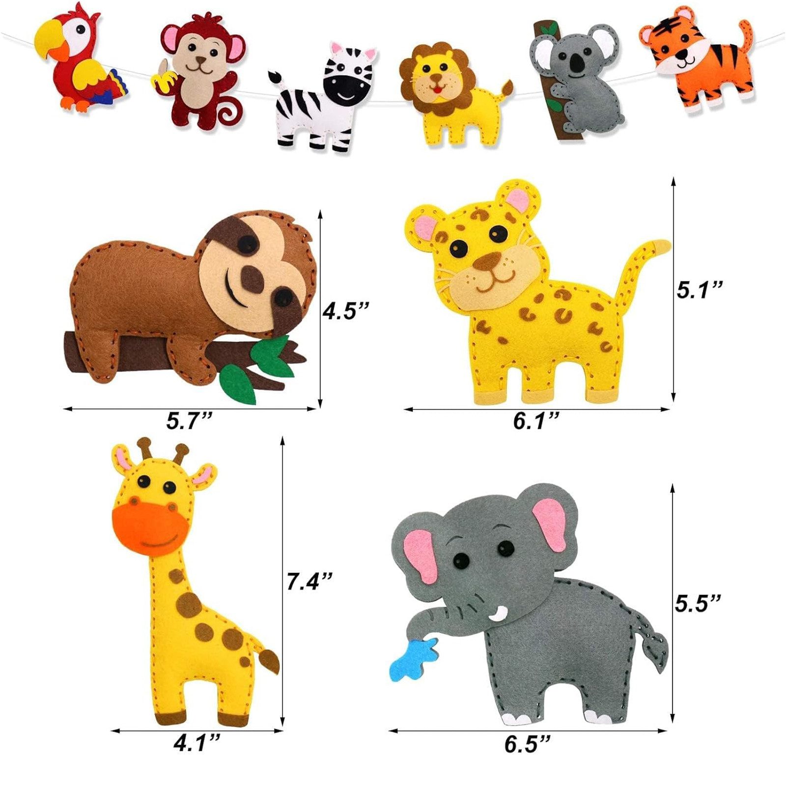 REDOM Creative Set DIY Sewing Kit for Children, 14-Piece Felt Woodland Animals Craft Set (Animals Sewing Kit with 14 animal motifs, 1-piece set, with stuffing, embroidery thread, plastic needles, and animal motifs), Creative craft set for ages 4 and up