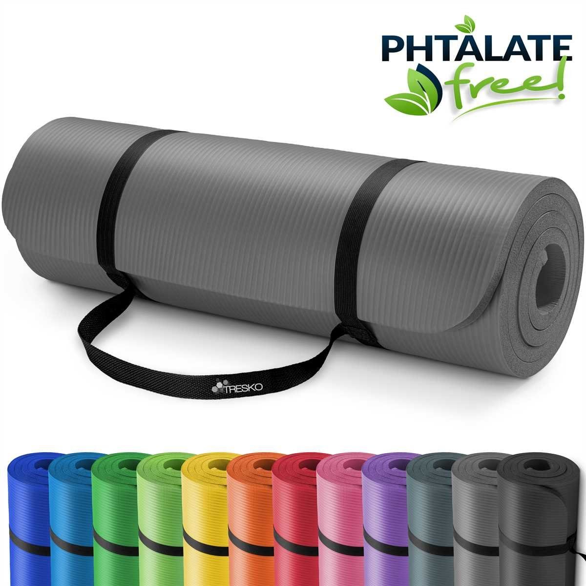 TRESKO Gymnastikmatte rutschfest mit Tragegurt Sportmatte gepolstert, Yogamatte Gymnastikmatte Dick Fitnessmatte