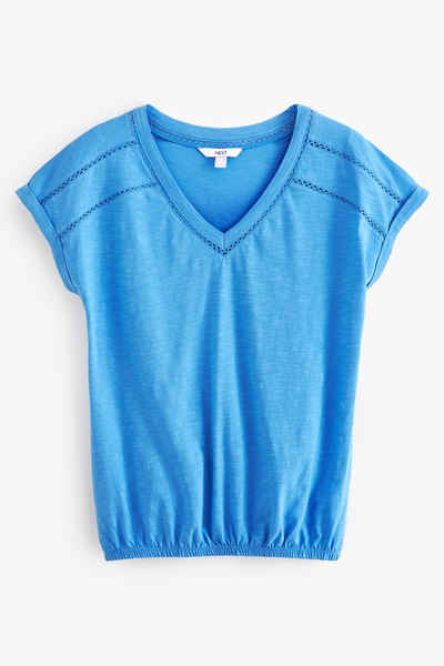 Next T-Shirt Top mit V-Ausschnitt und Ballonsaum – Petite (1-tlg)