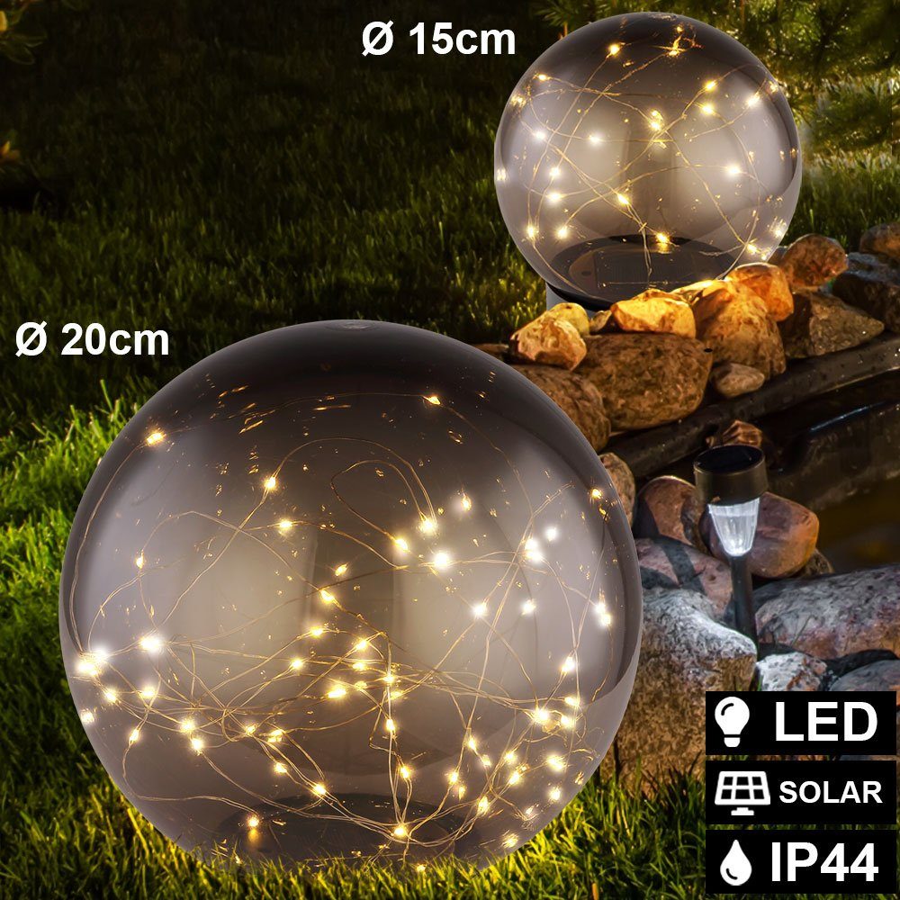 LED Gartenstrahler, 2er Set LED Außen Steck Leuchten SOLAR