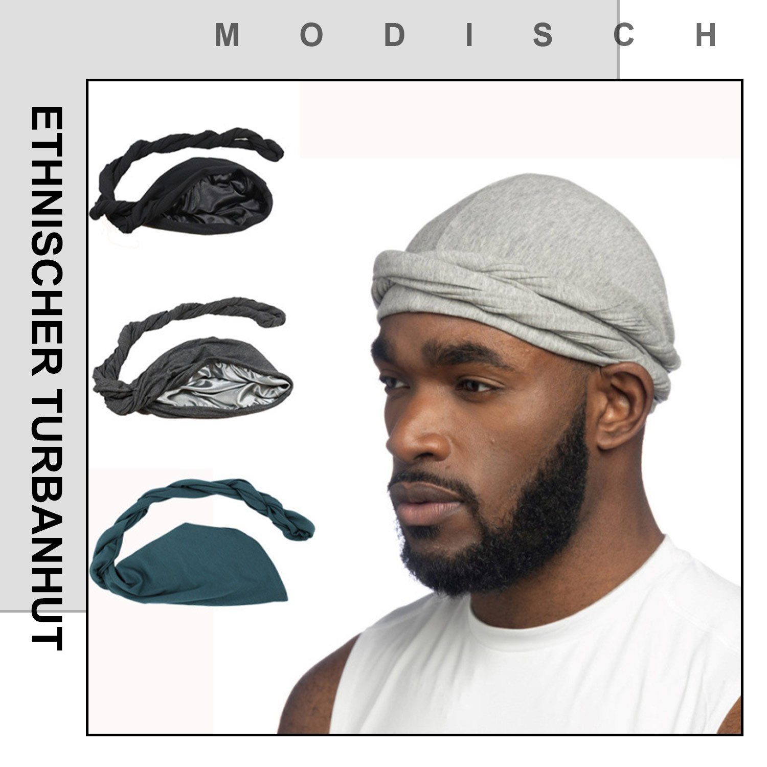 Turban Kopfbedeckung, Hut, MAGICSHE Schlapphut Ethnic Turbanmütze Herren Turban Schwarz