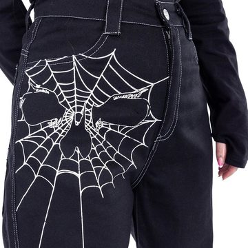 Heartless Stoffhose Widow Maker Gothic Spinnennetz Rave Pants Weites Bein