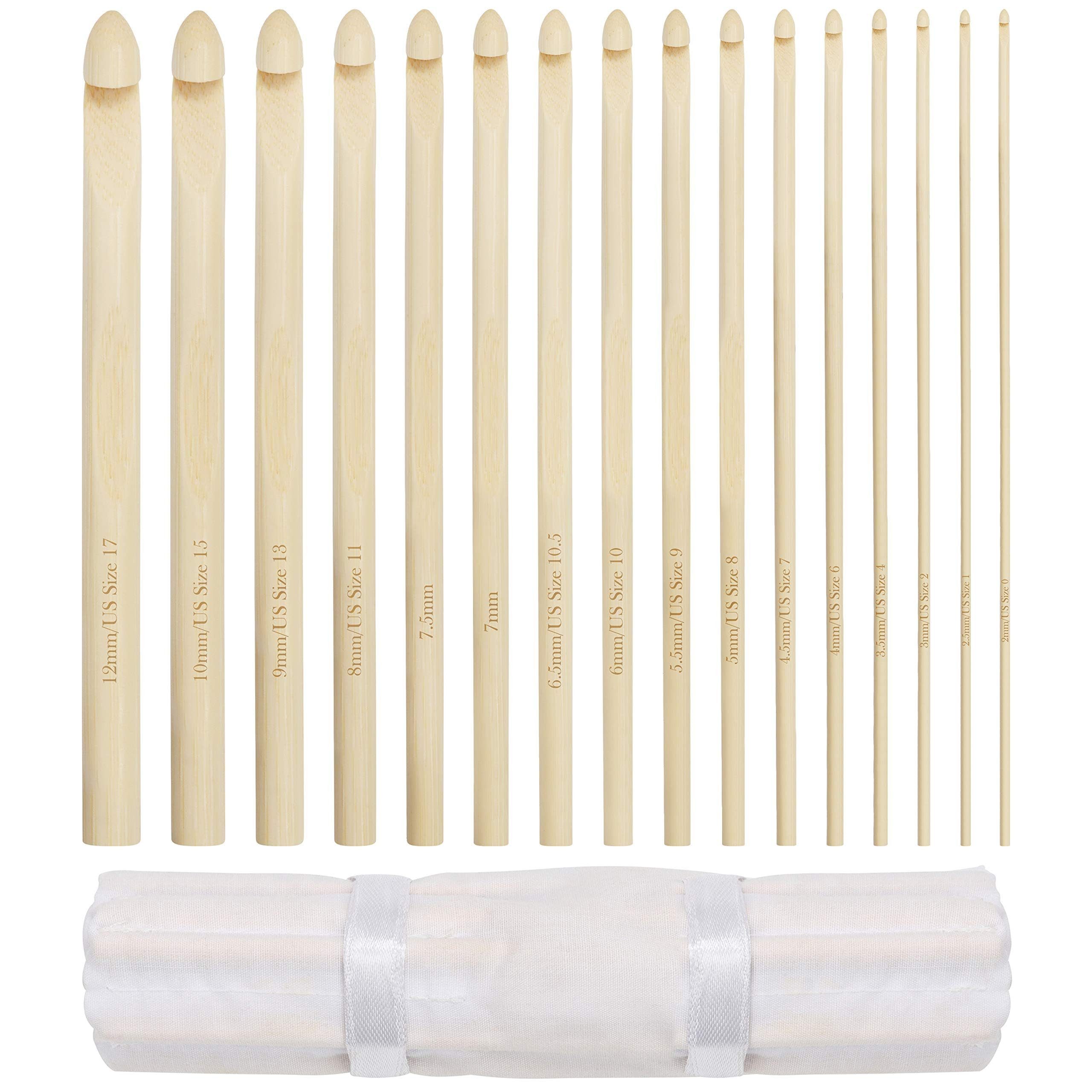 Curtzy Bambus Häkelnadeln Set - 16 Größen - 15 cm Длина Bastelgarn, (1-St)