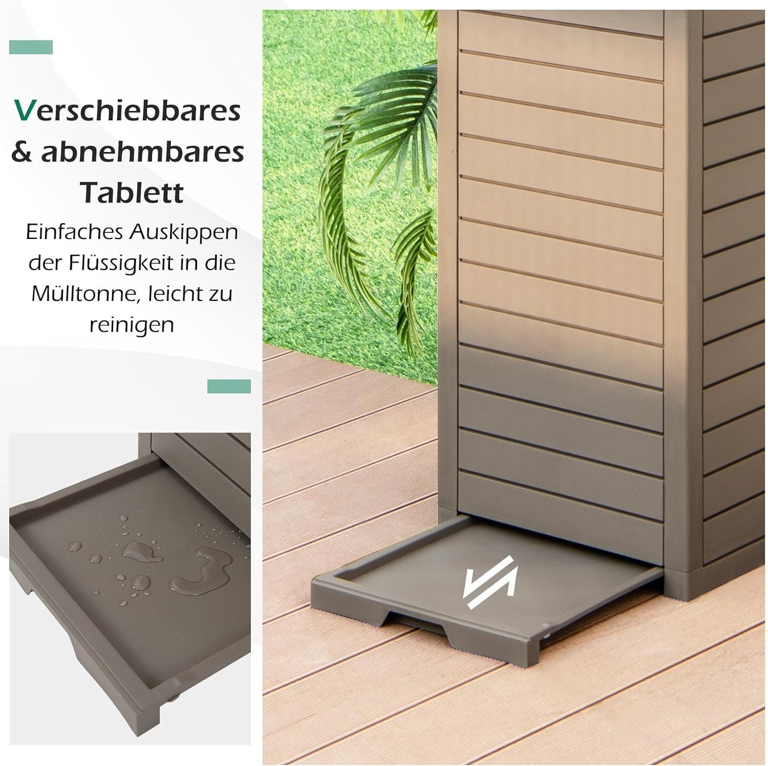 KOMFOTTEU Mülltonnenbox 118 L (1 St), mit Klappdeckel & ausziehbarer Abtropfschale