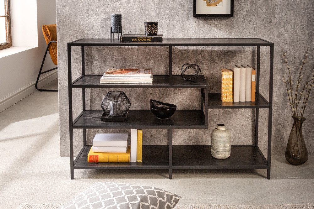 riess-ambiente Standregal SLIM LINE 115cm schwarz, Einzelartikel 1-tlg., Wohnzimmer · Esche-Design · Metall · mit Ablage · Industrial